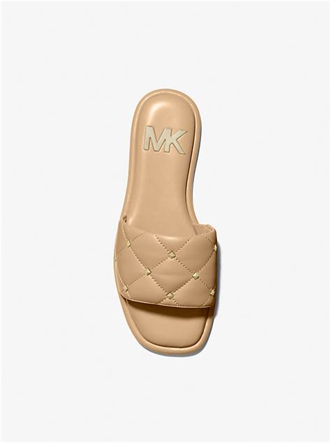 michael kors hayworth slide|Hayworth Studded Metallic Slide Sandal .